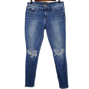 Joe's Jeans Women's The Icon Mid Rise Skinny Distressed Blue Jeans Size 28